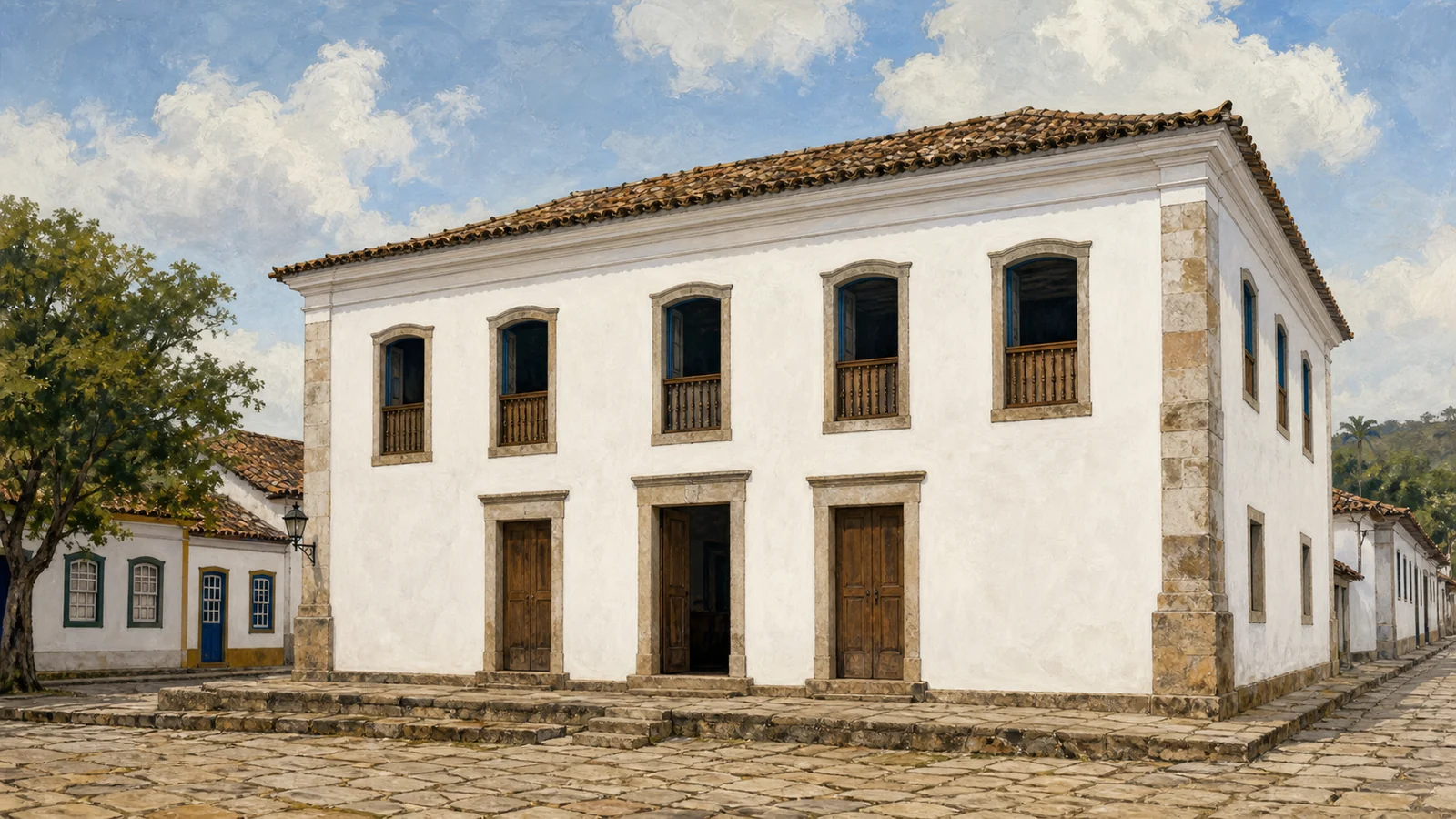 Museu das Bandeiras no Centro Histórico da Cidade de Goiás — ilustração editorial WikiGoiás