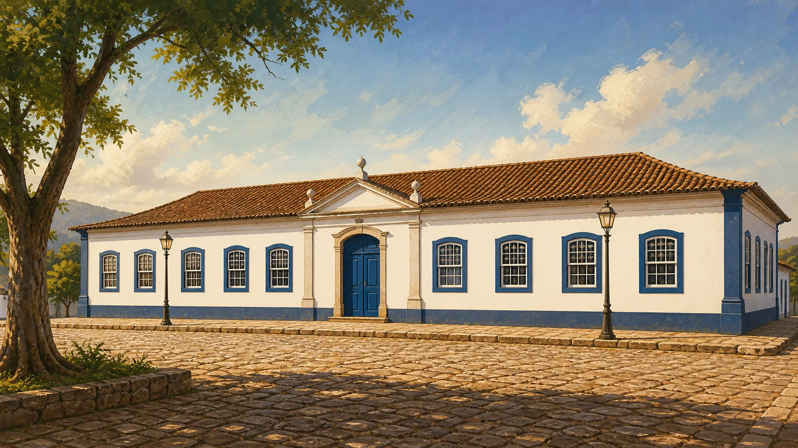 Palácio Conde dos Arcos na Cidade de Goiás — ilustração editorial WikiGoiás